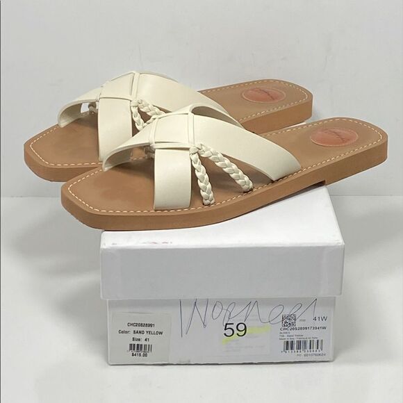 Chloe Sand Yellow Criss Cross braided sandals size 41 - Picture 8 of 9